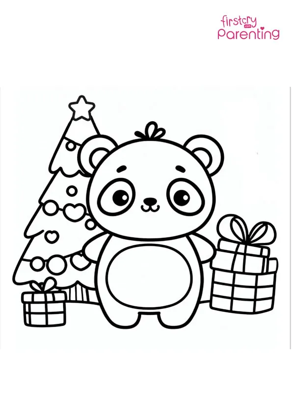 Christmas panda coloring page Colouring Pages