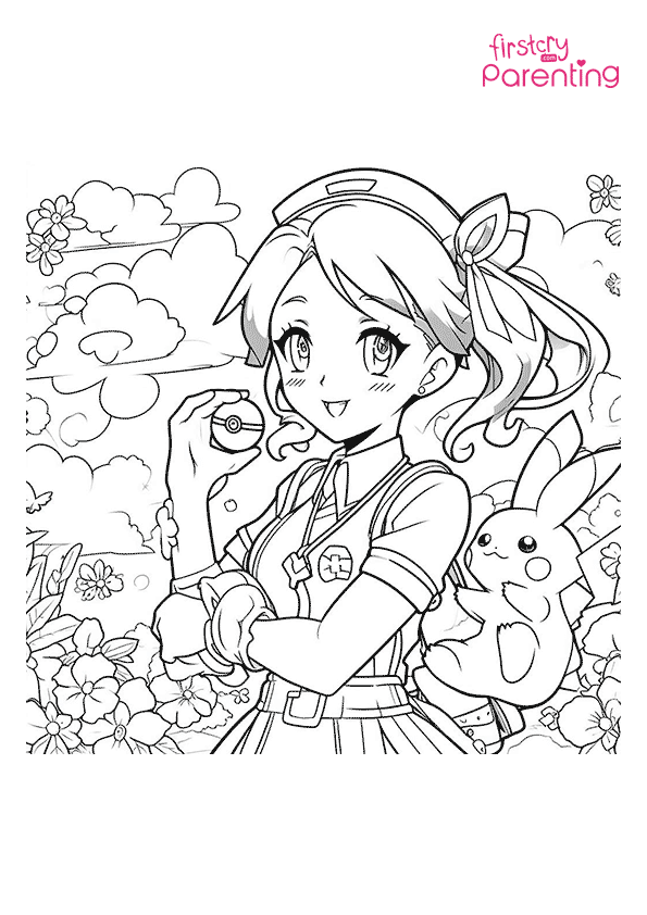 Nurse Joy Pokemon Coloring Page