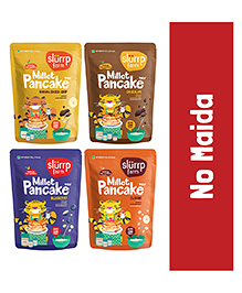 Slurrp Farm Healthy Pancake Lovers Combo Blueberry Classic Chocolate & Banana No Maida Wheat & Preservative Made With Millets 100% Vegetarian Healthy Breakfast for Kids & Adults Pack of 4 - 150 gm each