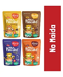 Slurrp Farm Healthy Pancake Lovers Combo Blueberry Classic Chocolate & Banana No Maida Wheat & Preservative Made With Millets 100% Vegetarian Healthy Breakfast for Kids & Adults Pack of 4 - 150 gm each