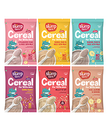 Slurrp Farm No Added Sugar, No Salt, Multigrain Cereals Trial Pack Combo | Healthy Food for Kids. Pack of 6 - 50 gm Each