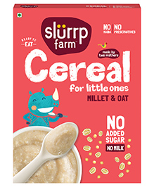 Slurrp Farm No Added Sugar Millet and Oats Porridge, Dairy-Free, No Preservatives Or Salt | Instant Healthy Cereal For Kids, 250g