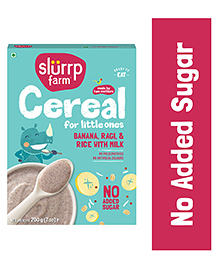 Slurrp Farm Mildly Sweetened with Date Powder, No Added Sugar Instant Cereal | Ragi, Rice and Banana with Milk | No Preservatives & No Salt | Made with Multigrain Millets, 200g