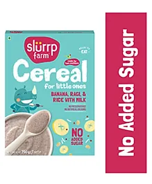 Slurrp Farm Mildly Sweetened with Date Powder, No Added Sugar Instant Cereal | Ragi, Rice and Banana with Milk | No Preservatives & No Salt | Made with Multigrain Millets, 200g