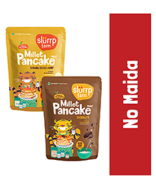 Slurrp Farm Instant Breakfast Millet Pancake Mix Banana Choco-Chip Supergrains And Chocolate Natural And Healthy Food 100% Vegetarian Eggless Healthy Breakfast for Kids & Adults Pack of 2 - 150 gm each