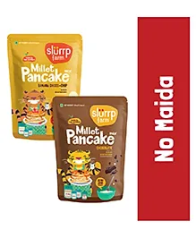 Slurrp Farm Instant Breakfast Millet Pancake Mix Banana Choco-Chip Supergrains And Chocolate Natural And Healthy Food 100% Vegetarian Eggless Healthy Breakfast for Kids & Adults Pack of 2 - 150 gm each