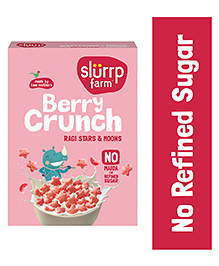 Slurrp Farm Berry Crunch Strawberry Cereal No Maida No Refined Sugar, No Added Colour, Ragi Stars and Moons Healthy Breakfast - 400 g