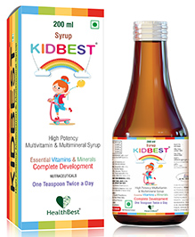 Healthbest Kids Multivitamin Syrup for Daily Immune Support -  Pediatrician Recommended -  Mix Fruit Flavor - 200ml