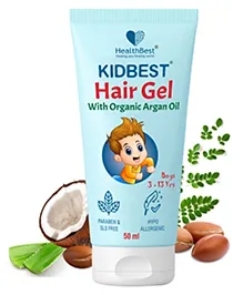 HealthBest Kids Hair Gel with Organic Coconut, Aloe Vera, Moringa, Argan & Kertine, Tear-Free, Paraben-Free, SLS-Free - 50ml