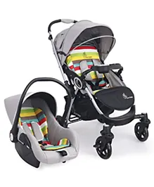 R for Rabbit Baby Travel System Chocolate Ride Baby Stroller & Pram+Infant Car Seat for Kids, Travel Friendly Compact Fold for 0-3 Years Babies|Quick Fold & Sturdy| (Grey-Multicolor)