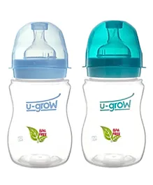 U-grow Anti Colic Wide Neck Feeding Bottle Pack of 2 Blue -  250 ml each