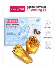 Babyhug Magical Memories 3D Casting Kit | 3D Baby Hand and Foot Casting kit | Captures Minute Details | High-Quality, Easy-To-Follow Kit | Metallic Gold