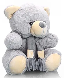 Babyhug Height 40 cm Plush Teddy Bear Soft Toy with Muffler for Kids | Huggable Stuffed Bear | Enhances Imagination & Emotional Growth | Perfect for Snuggles, Playtime & Gifting | BIS Certified | Grey