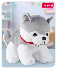Babyhug 35 cm Soft Husky Plush Toy | Adorable Cuddle Companion with Bell Collar | Imaginative Play & Emotional Support Buddy | BIS Certified | Ideal for gifting | 2 Years+ | Grey
