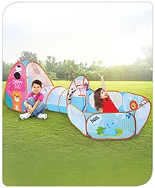 Babyhug Fun Amusement Park 3-in-1 Pool Play Tent House | Combines Tent, Ball Pool & Playhouse | Social & Creative Team Play | Inspires Imagination, Helps Develop Social Skills | Blue | BIS Certified