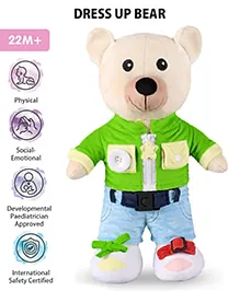 Intellibaby Premium Dress Up Bear | Soft Teddy Bear for Baby Boy/Girl | Height 38 cm | Cuddly Plush Toy  for Pretend Play| Teaches Life Skills to Toddlers with Laces, Velcro  & Buttons|BIS Certified| Paediatrician Recommended |Baby Gift for Toddlers 