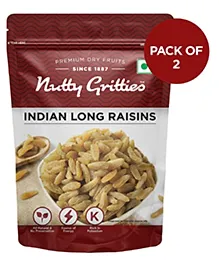 Nutty Gritties Long Seedless Premium Indian Green Raisins Pack of 2 - 200 gm