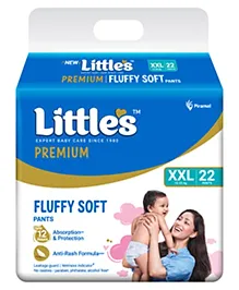 Little's Premium Baby Diapers XXL Size | Pants Style | 15-25 kg | 22 Count  - Pack of 1| FluffySoft Baby Diaper with Leakage Guard, Wetness Indicator & 12 Hours Absorption
