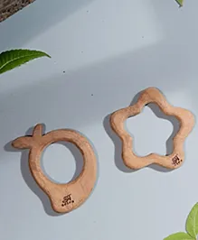 Ariro Organic Non Toxic Mango & Star Neem Wood Teethers Pack of 2 - Brown