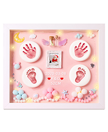 Babies Bloom Clay Handprint Footprint Keepsake Kit with LED Lights - Pink White