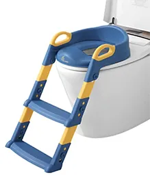 R for Rabbit Hiltop Potty Step Stool Training Seat with Ladder Step Up Non-Slip Steps Adjustable Foldable for Kids Baby 1 to 7 Years (Blue Yellow)