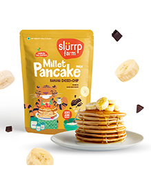 Slurrp Farm No Maida Pancake Mix Instant Breakfast Mix Made with Oats and Jowar 100% Vegetarian Eggless Healthy Breakfast for Kids & Adults Banana Chocochip - 150 gm