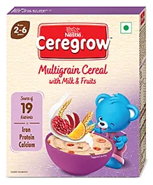 Nestle CEREGROW Multigrain Cereal with Milk & Fruits, From 2-6 years, With Iron, Protein, Calcium, 19 Nutrients, Instant Cereal, Bag-in-box Pack - 300 g