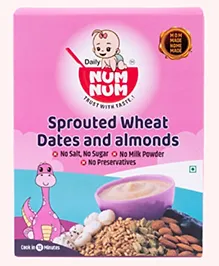 NumNum Sprouted Wheat, Dates & Almonds Cereal for Babies 7M-3Y, 200g  Nutritious Energy Boosting Baby Food