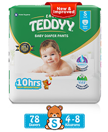 Teddyy Easy Diaper Pants with Rash Protection and 3x Faster absorption Technology - S  (78 Pieces)
