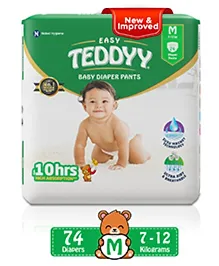 Teddyy Easy Diaper Pants with Rash Protection and 3x Faster absorption Technology - M  (74 Pieces)