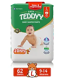 Teddyy Easy Diaper Pants with Rash Protection and 3x Faster absorption Technology - L  (62 Pieces)