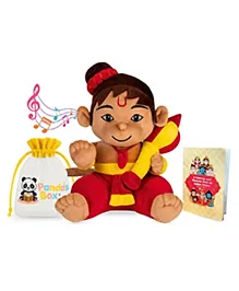 Panda's Box Mantra Chanting Baby Hanuman | Musical Soft Plush Toy | Non-Toxic, Safe| Interactive Stuffed Toys | Best Birthday Gift For Newborn Kids (Boys, Girls) | Free Colouring Book | Medium 28 cm