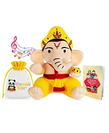 Panda's Box Mantra Chanting Baby Ganesha | Musical Soft Plush Toy | Non-Toxic, Safe| Interactive Stuffed Toys | Best Birthday Gift For Newborn Kids (Boys, Girls) | Free Colouring Book | Medium 28 cm