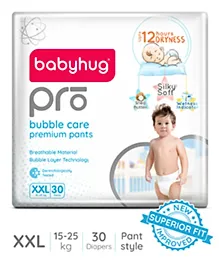 Babyhug&nbsp;Pro Bubble Care Premium Pant Style Diapers Double Extra Large (XXL) Size - 30 Pieces - New & Improved Superior Fit