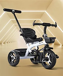 Plug & Play Tricycle With Parental Push Handle - White