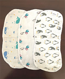 Elementary Premium 6 Layered Ultra Soft Muslin Cotton Burp Cloths - Pack of 3 (Colour & Print May Vary)
