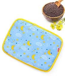 Babyhug Head Shaping Mustard Seed Rai Pillow Moon Print- Blue