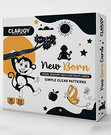 Clapjoy Black and White Flash Cards for Infant Babies Montessori Sensory Cards Best Gift for New Born Babies - 20 Cards