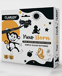 Clapjoy Black and White Flash Cards for Infant Babies Montessori Sensory Cards Best Gift for New Born Babies - 20 Cards