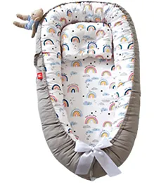 SYGA New Born Baby Nest Portable Reversible Sleeping Bed Foldable Sleeping Toddler Cotton Baby Mattress Pillow - Grey