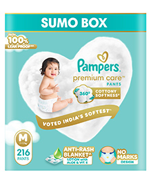 Pampers Premium Care Pants Baby Diapers Medium Size - 216 Pieces