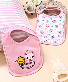 Babyhug Cotton Snap Buttons Closure Kitty Print Pack of 2 - Pink & White