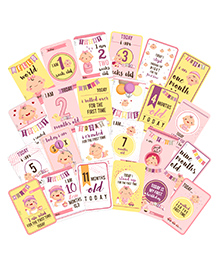 Zyozi Newborn Baby Monthly Age Milestone Cards, Record Growth and Other Milestones Cards, Baby Shower Gift Scrapbook Photo Keepsake Monthly Age Markers Card - Pack of 24