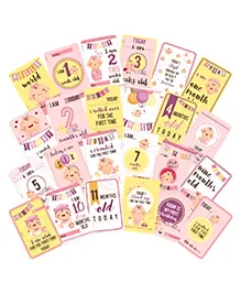 Zyozi Newborn Baby Monthly Age Milestone Cards, Record Growth and Other Milestones Cards, Baby Shower Gift Scrapbook Photo Keepsake Monthly Age Markers Card - Pack of 24