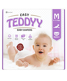 Teddyy Baby Easy Tape Diapers Medium 63 Diapers (Pack of 1)  6-11 kgs