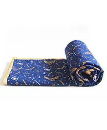 SilverLinen Official Warner Bros Wizarding World Harry Potter 100% Cotton 3 Layer Reversible Single Blanket Dohar - Blue