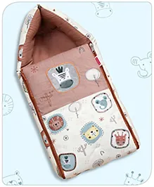 Babyhug Velour Sleeping Bag Animal Faces Print - Multicolor