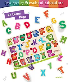Intelliskills&nbsp;Premium Wooden Hide N' Seek Alphabet Puzzle Board - 26 Pieces |Letter Matching & Recognition |Early Learning Puzzle Tray | BIS Approved | Educator Recommended