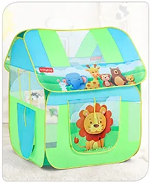 Babyhug Jungle-Themed Pop-Up Play Tent for Kids | Foldable Animal Tent House for Boys & Girls | Lightweight, Easy to Set Up | Stimulates Imagination & Independent Play | Green | BIS Certified