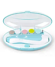 Baby Electric Nail Trimmer with 6 attachment and LED Light - Blue